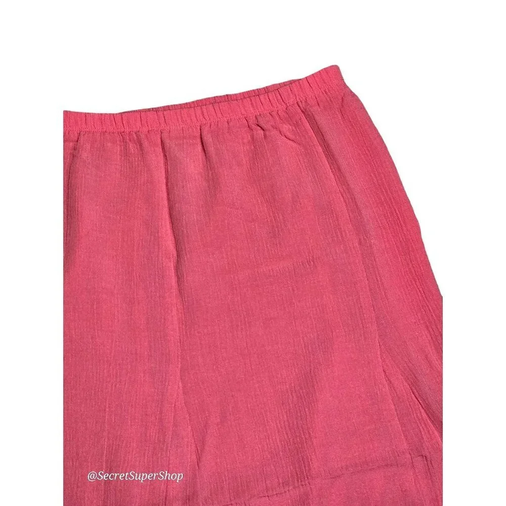 Susan Graver Womens Skirt XL Salmon Gauze Midi A Line Pull-On Elastic Waist - Picture 4 of 6